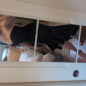 Vintage black lace strapless dress